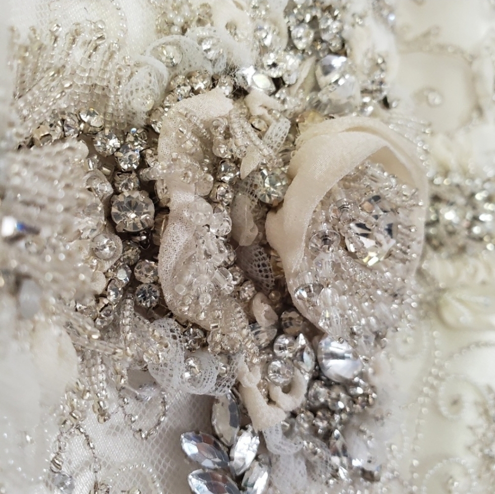 Lazaro 3059 Beaded Embellished Art Deco Wedding Gown Size 14 - Picture 4 of 16